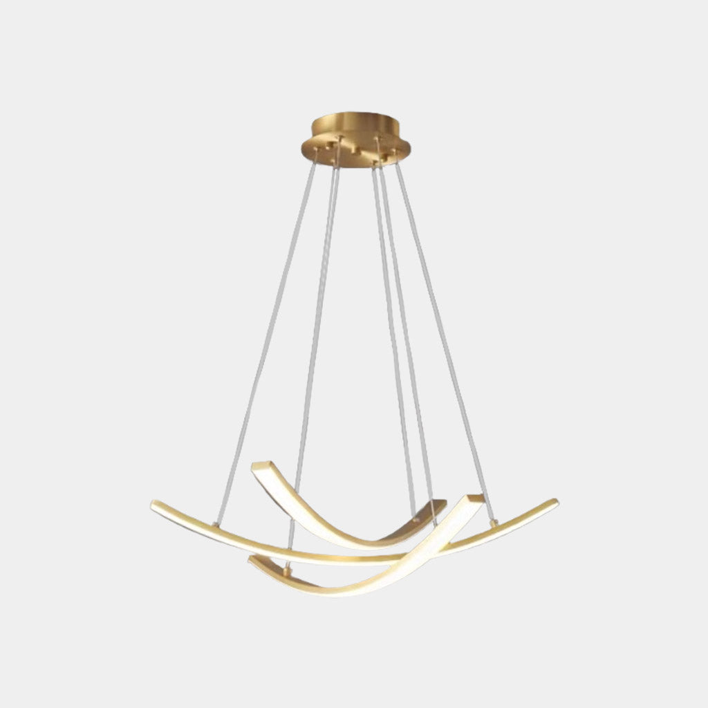Chandelier Minimalist Brass Arc Curved Cross LED