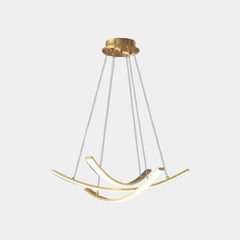 Chandelier Minimalist Brass Arc Curved Cross LED
