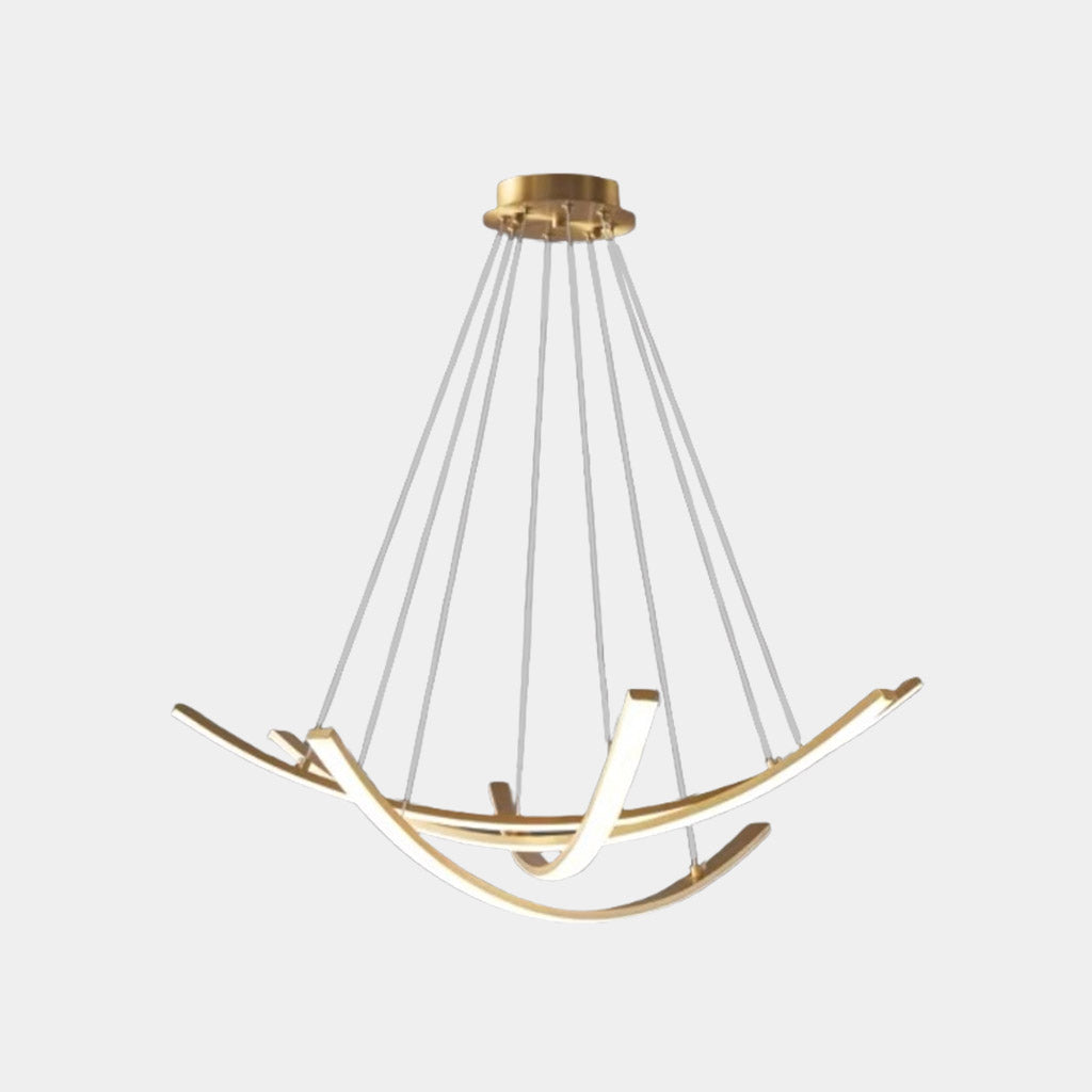 Chandelier Minimalist Brass Arc Curved Cross