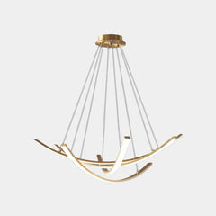 Chandelier Minimalist Brass Arc Curved Cross