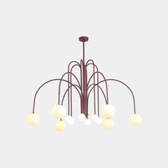 Chandelier Modern Arch Milk Glass Globe Red