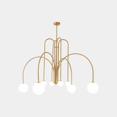 Chandelier Modern Arch Milk Glass Globe Sphere Gold