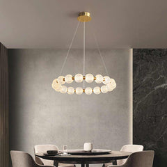 Chandelier Modern Brass Bead Pearl Ring Dimmable LED Dining Room
