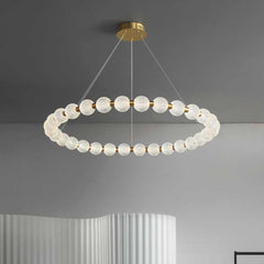 Chandelier Modern Brass Bead Pearl Ring Dimmable LED Room