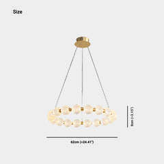 Chandelier Modern Brass Bead Pearl Ring Dimmable LED Size