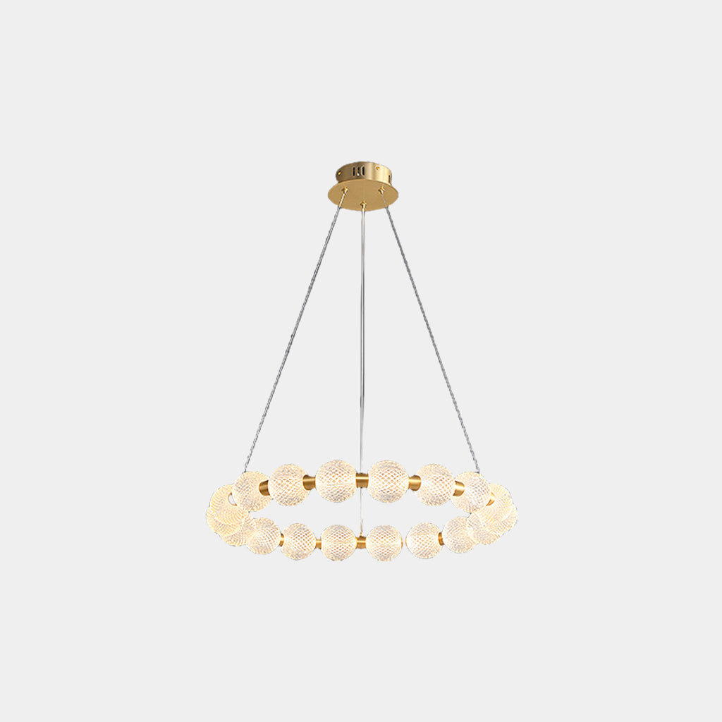 Chandelier Modern Brass Bead Pearl Ring Dimmable LED