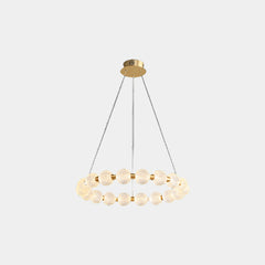 Chandelier Modern Brass Bead Pearl Ring Dimmable LED