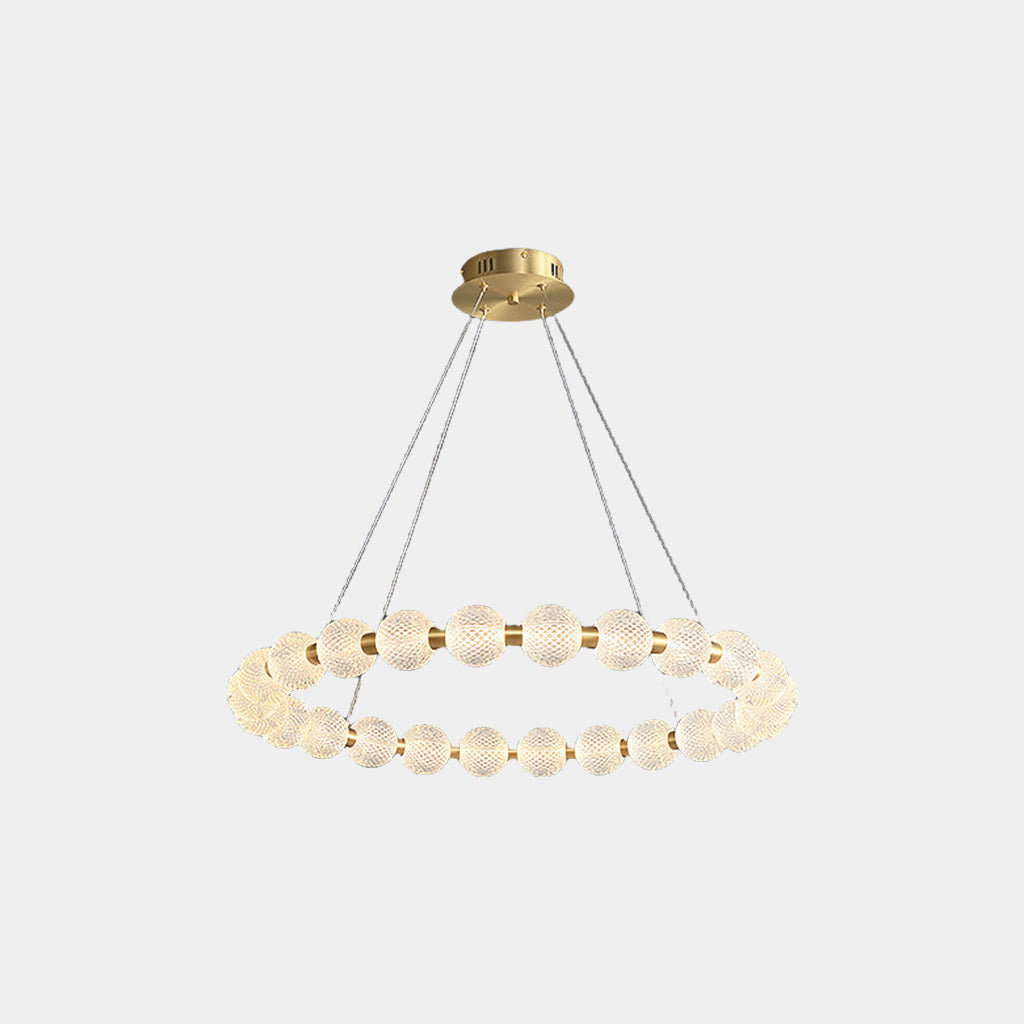 Chandelier Modern Brass Bead Pearl Ring Dimmable