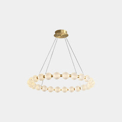 Chandelier Modern Brass Bead Pearl Ring Dimmable