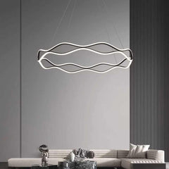 Chandelier Modern Circular Wave Ring Copper LED Black Living Room