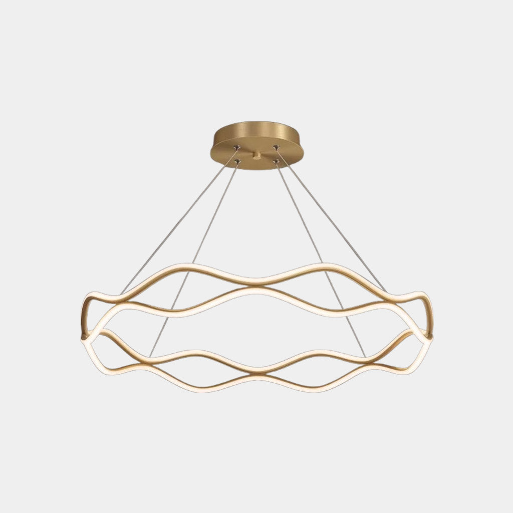 Chandelier Modern Circular Wave Ring Copper LED Gold