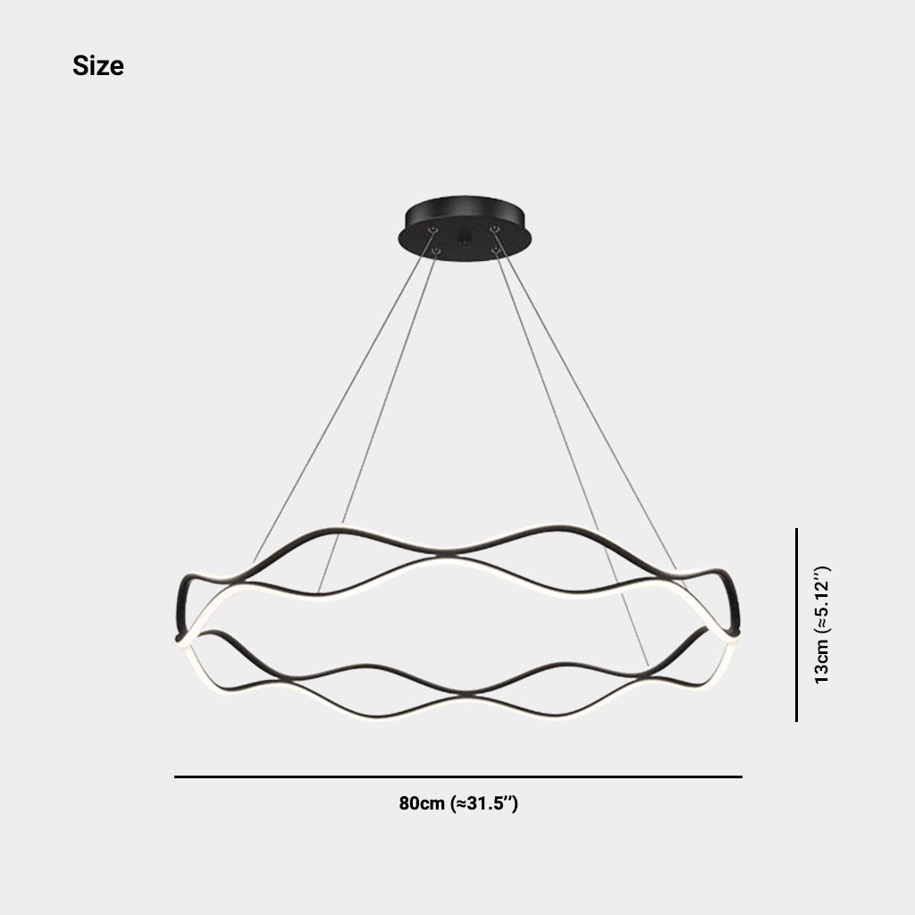 Chandelier Modern Circular Wave Ring Copper LED Size
