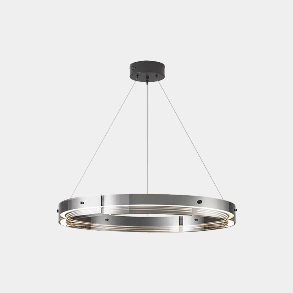 ChandelierModern Copper Glass Ring LED Dimmable Black
