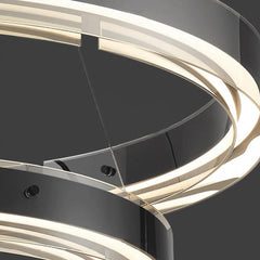 Chandelier Modern Copper Glass Ring LED Dimmable Detail
