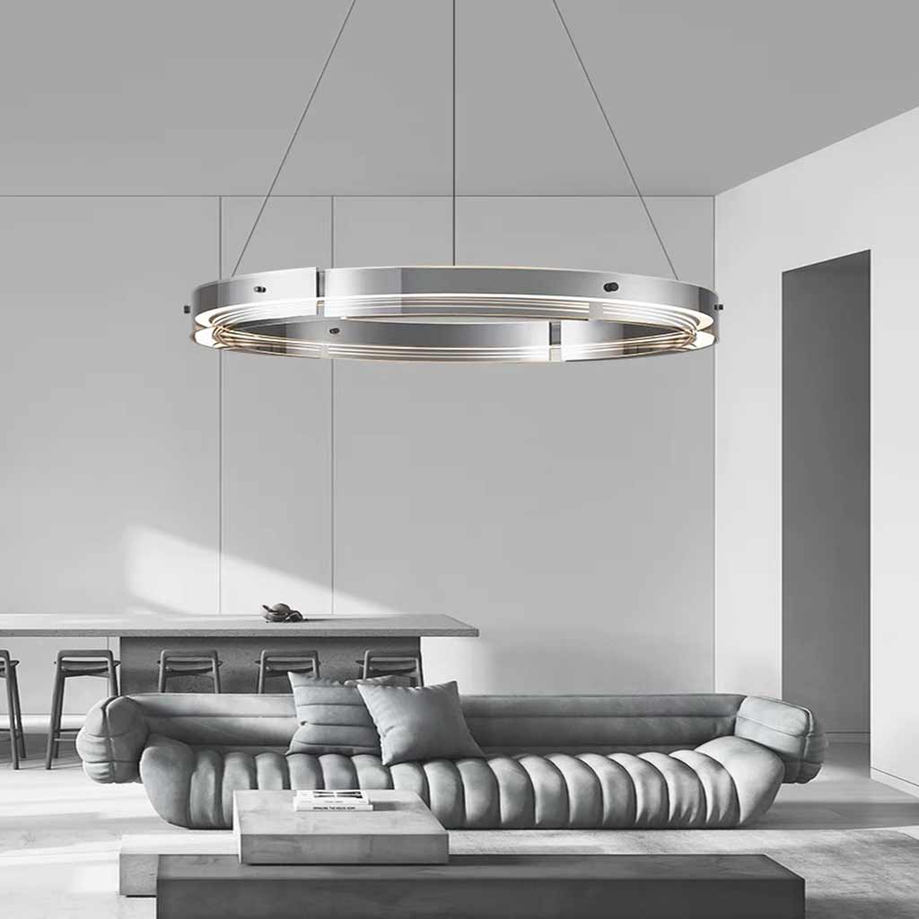 Chandelier Modern Copper Glass Ring LED Dimmable Living Room