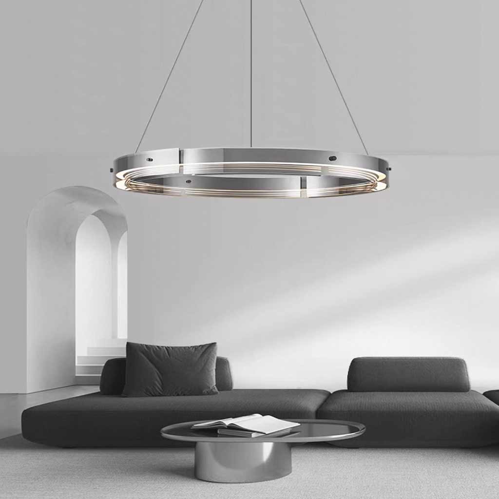 Chandelier Modern Copper Glass Ring LED Dimmable Room