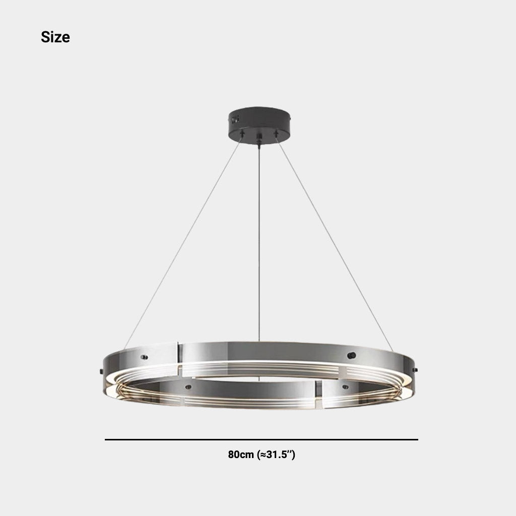 Chandelier Modern Copper Glass Ring LED Dimmable Size