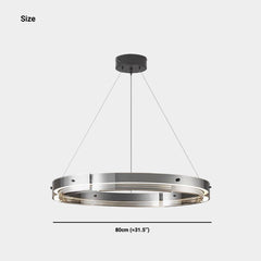 Chandelier Modern Copper Glass Ring LED Dimmable Size