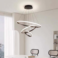 Chandelier Modern Gold 3 Ring Circular, Aluminum