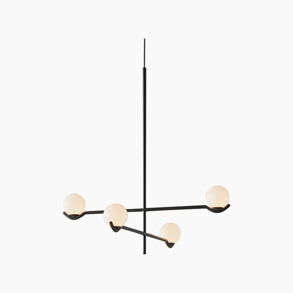 Chandelier Multi Bulb Glass Ball Black 4 Heads