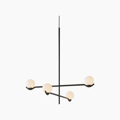 Chandelier Multi Bulb Glass Ball Black 4 Heads