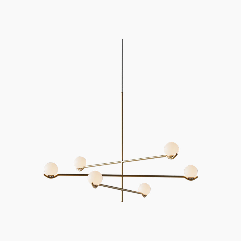 Chandelier Multi Bulb Glass Ball Gold 6 Heads