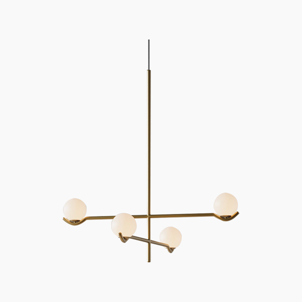 Chandelier Multi Bulb Glass Gold Black 4 Heads