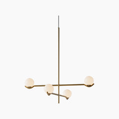 Chandelier Multi Bulb Glass Gold Black 4 Heads