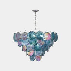 Lampadario Multistrato a Grappolo in Vetro di Murano Disco, 3 Colori