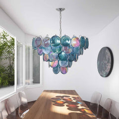 Lampadario Multistrato a Grappolo in Vetro di Murano Disco, 3 Colori