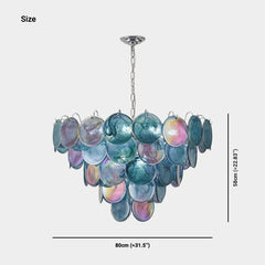 Lampadario Multistrato a Grappolo in Vetro di Murano Disco, 3 Colori