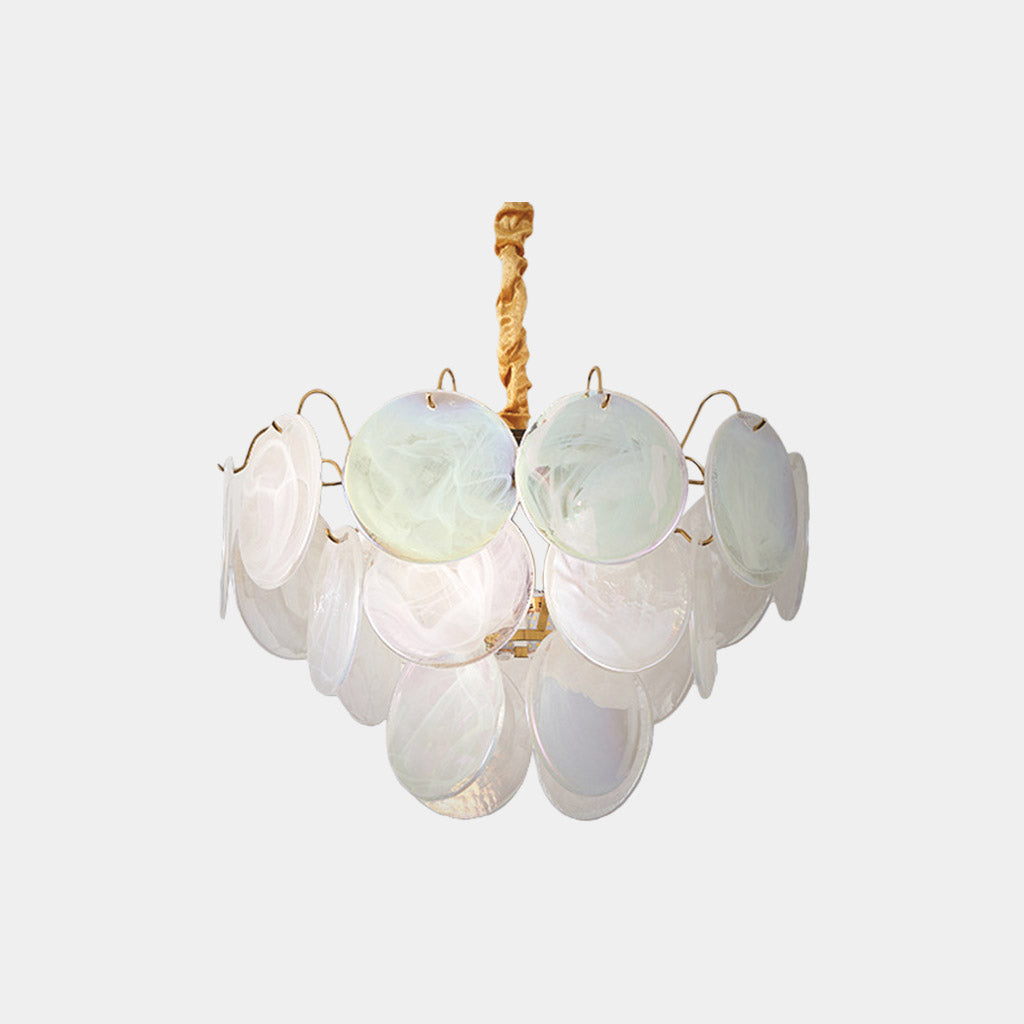 Lampadario Multistrato a Grappolo in Vetro di Murano Disco, 3 Colori