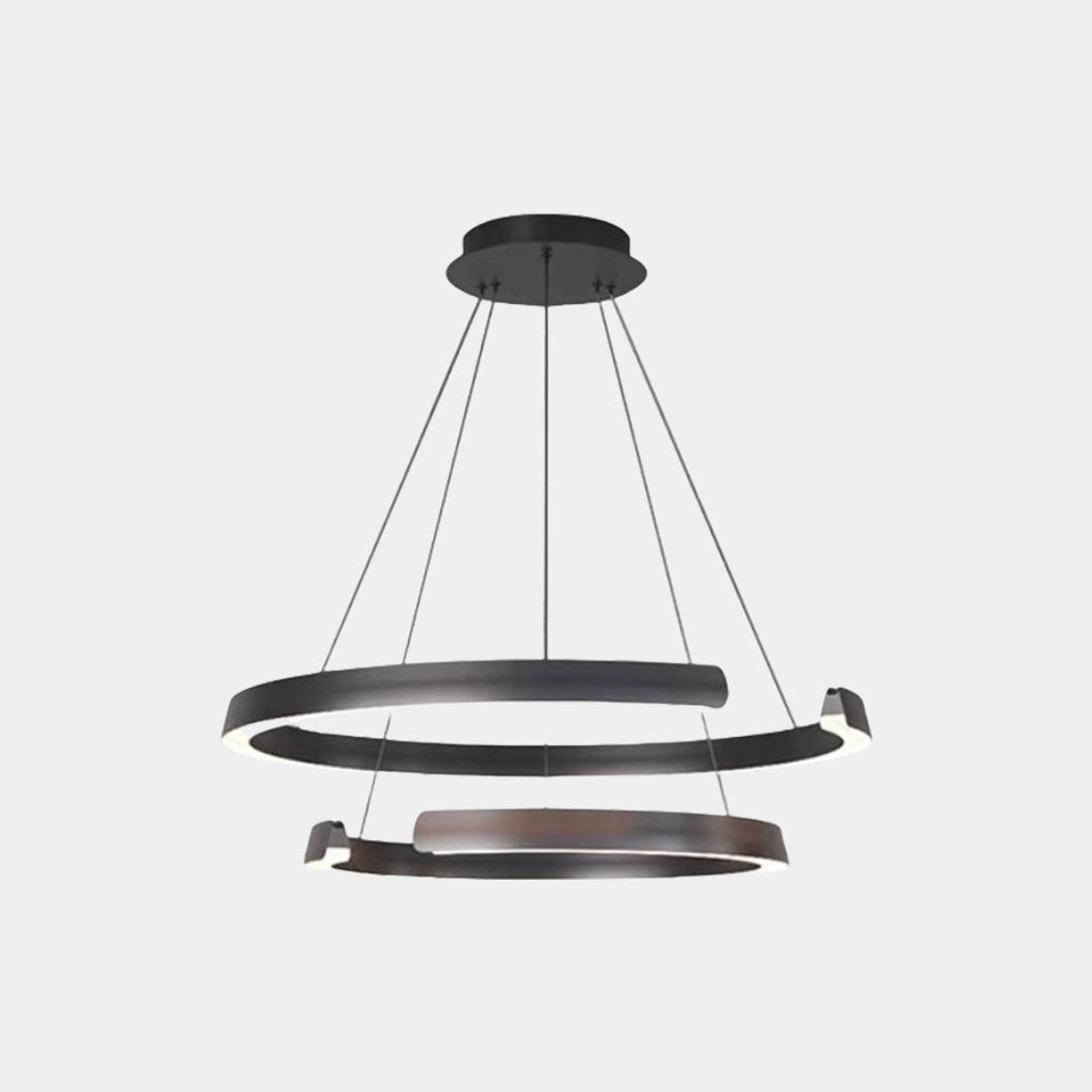 Ljuskrona Multi-Ring C-Shape LED Dimbar Svart Dubbel