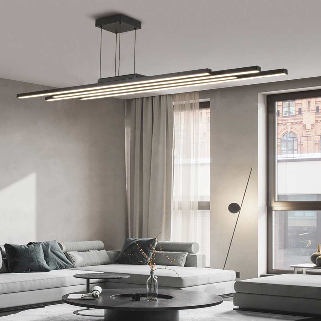 Chandelier Multiple Bar LED Dimmable Black Living Room
