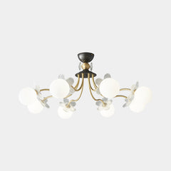 Chandelier Nordic Brass Cherry Petal Glass Globe