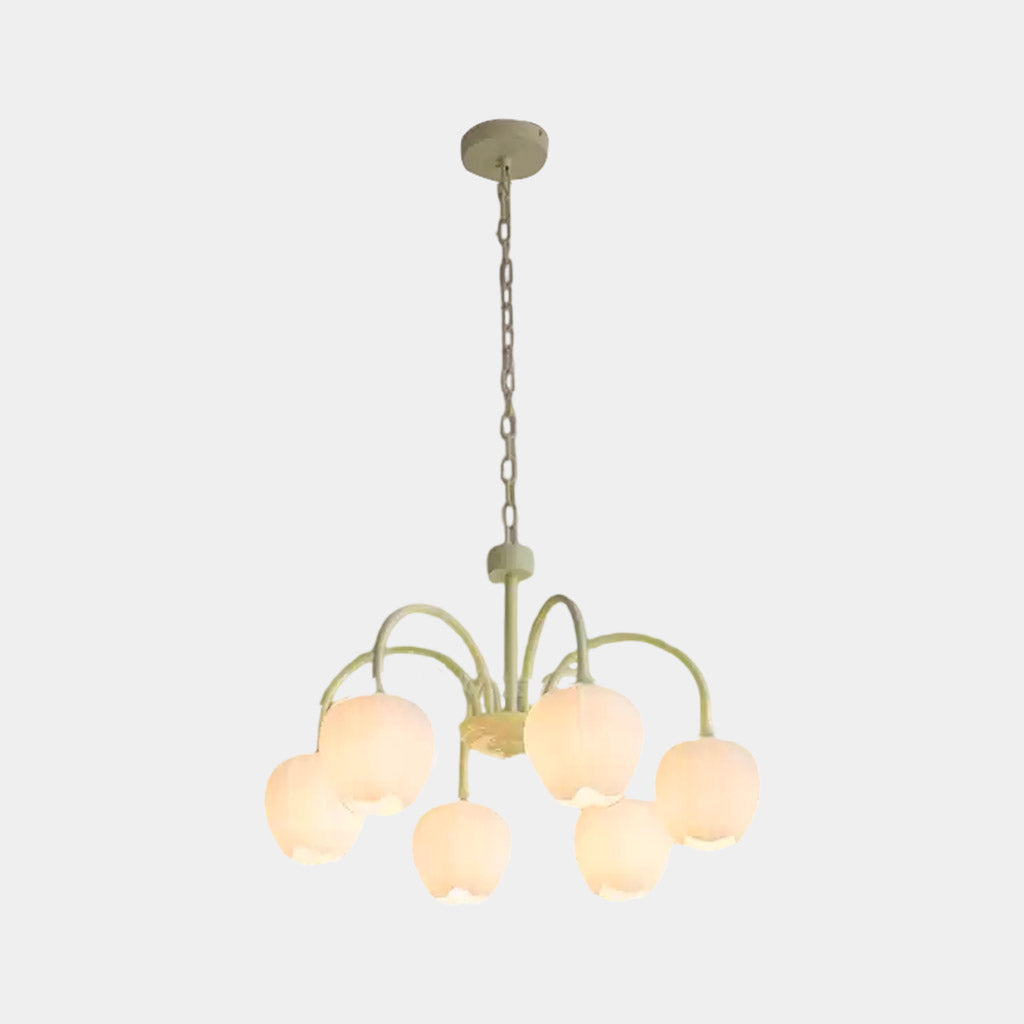 Chandelier Nordic Cream Branch Glass Tulip Flower 6 Lights
