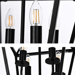 Csillár függeszték ipari vaskalitka stílusban, fekete