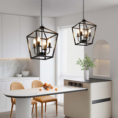 Csillár függeszték ipari vaskalitka stílusban, fekete