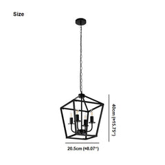 Csillár függeszték ipari vaskalitka stílusban, fekete
