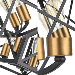 Chandelier Pendant Light Industrial Iron Cube Black Detail