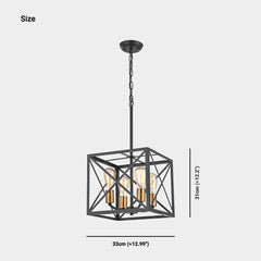 Chandelier Pendant Light Industrial Iron Cube Black Size