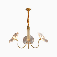 Chandelier Retro Glass Lotus Flower White 3 Lights