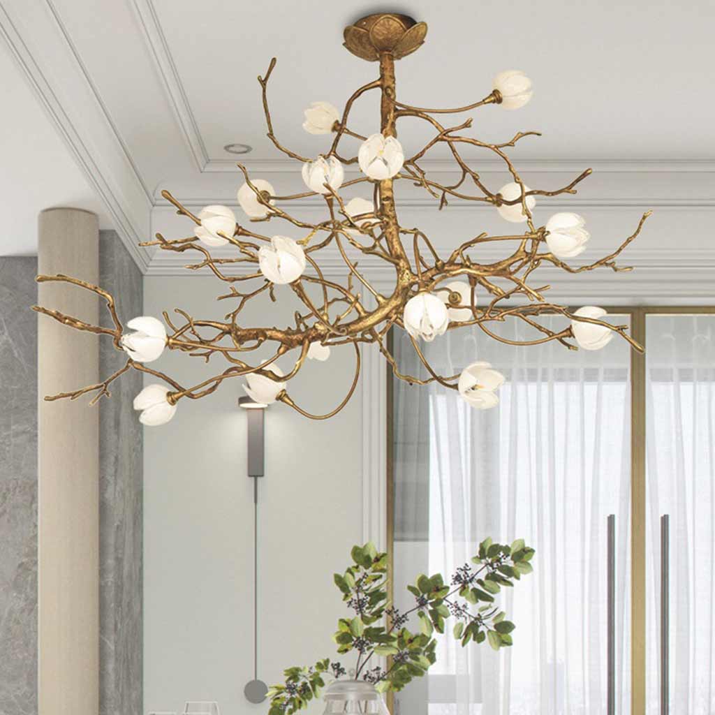 Chandelier Retro Grand Brass Branch Flower Bud Corner