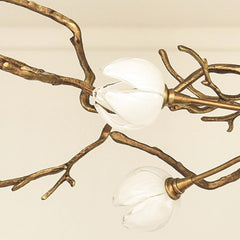 Chandelier Retro Grand Brass Branch Flower Bud Detail