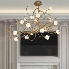 Chandelier Retro Grand Brass Branch Flower Bud Room