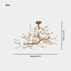 Chandelier Retro Grand Brass Branch Flower Bud Size