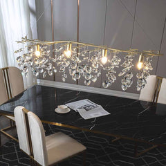 Chandelier Romantic Luxury Brass Branch Crystal Raindrop Dining Room