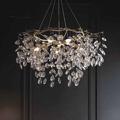 Chandelier Romantic Luxury Brass BranchCrystal Raindrop Room