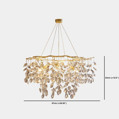Chandelier Romantic Luxury BrassBranch Crystal Raindrop Size