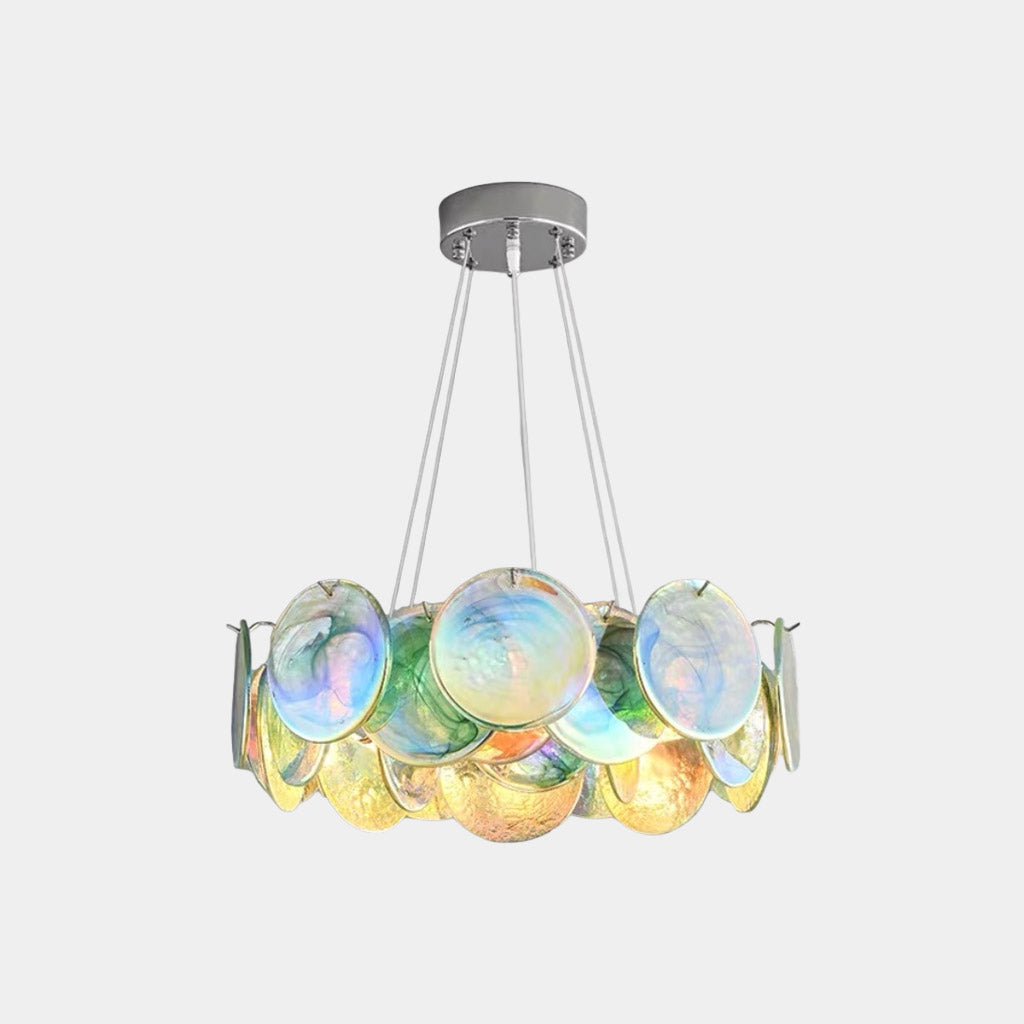 Lustre romantique en verre de Murano, rose/vert